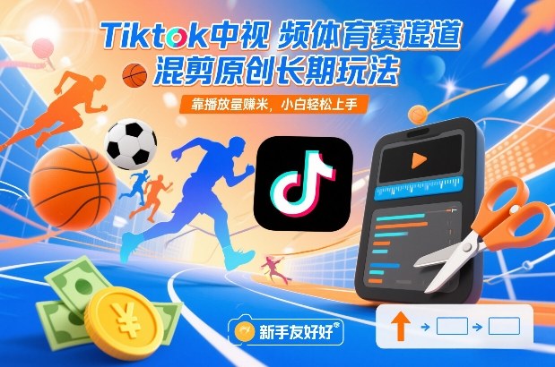 Tiktok中视频体育赛道混剪原创长期玩法，靠播放量賺米，小白轻松上手-卿云社