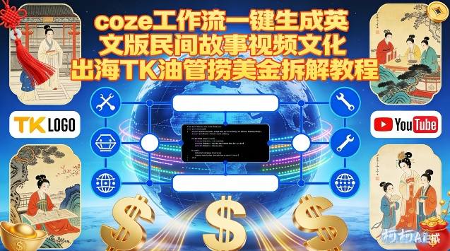 Coze扣子工作流一键生成英文版民间故事视频，文化出海TK油管捞美金拆解教程-卿云社