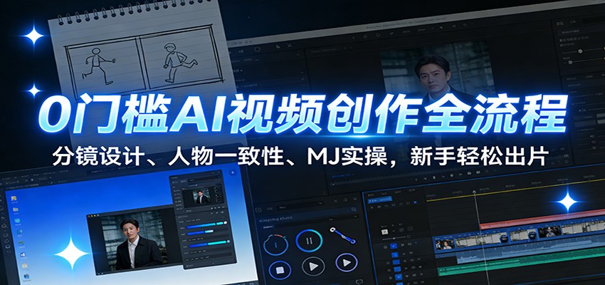 0门槛AI视频创作全流程：分镜设计、人物一致性、MJ实操，新手轻松出片-卿云社