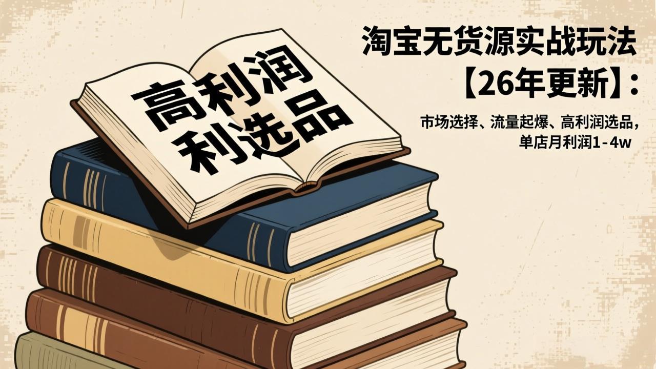 淘宝无货源实战玩法【26年更新】：市场选择、流量起爆、高利润选品，单店月利润1-4w-卿云社