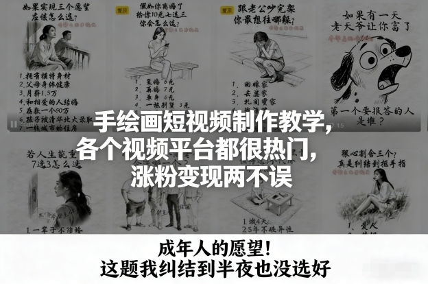 手绘画短视频制作教学，各个视频平台都很热门，涨粉变现两不误-卿云社