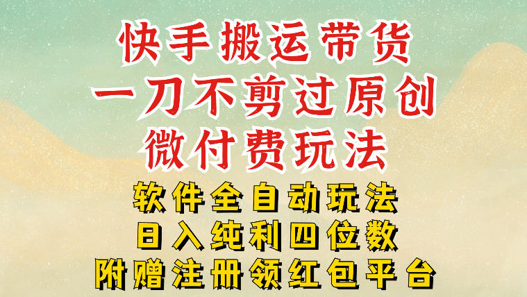 快手搬运带货，一刀不剪过原创，微付费玩法，软件全自动玩法，日入纯利四位数【揭秘】-卿云社