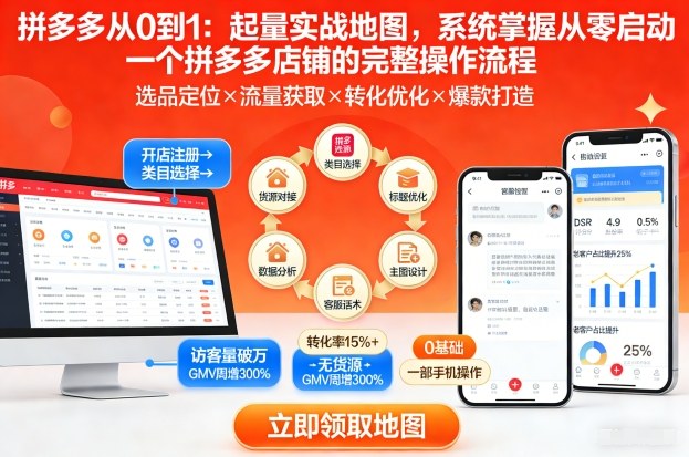 拼多多从0到1：起量实战地图，系统掌握从零启动一个拼多多店铺的完整操作流程-卿云社