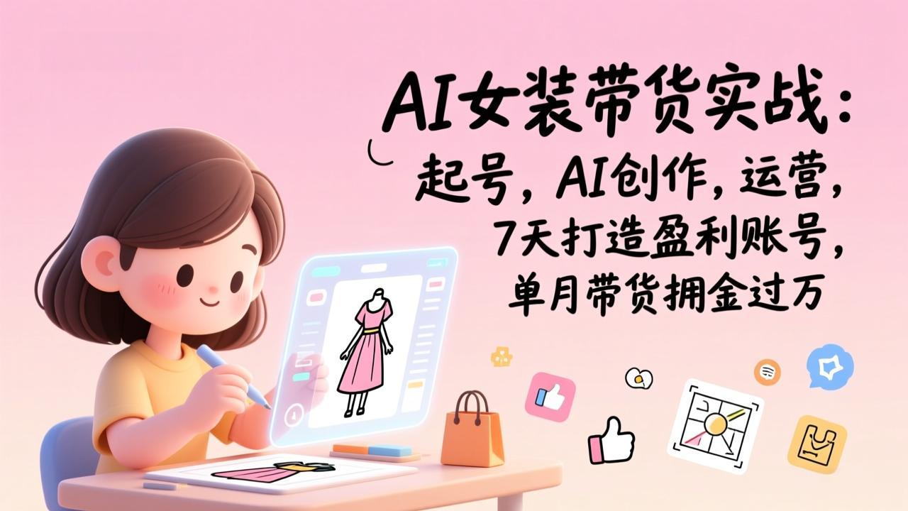 AI女装带货实战：起号，AI创作，运营，7天打造盈利账号，单月带货佣金过万-卿云社