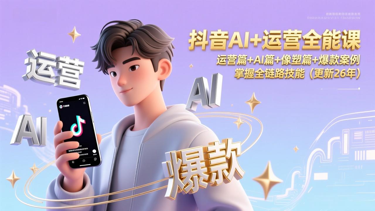抖音AI+运营全能课，运营篇+AI篇+像塑篇+爆款案例，掌握全链路技能(更新26年-卿云社