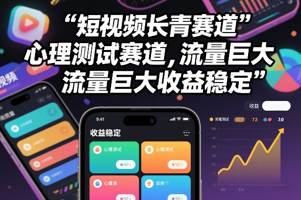 短视频长青赛道，心里测试赛道，流量巨大，收益稳定-卿云社