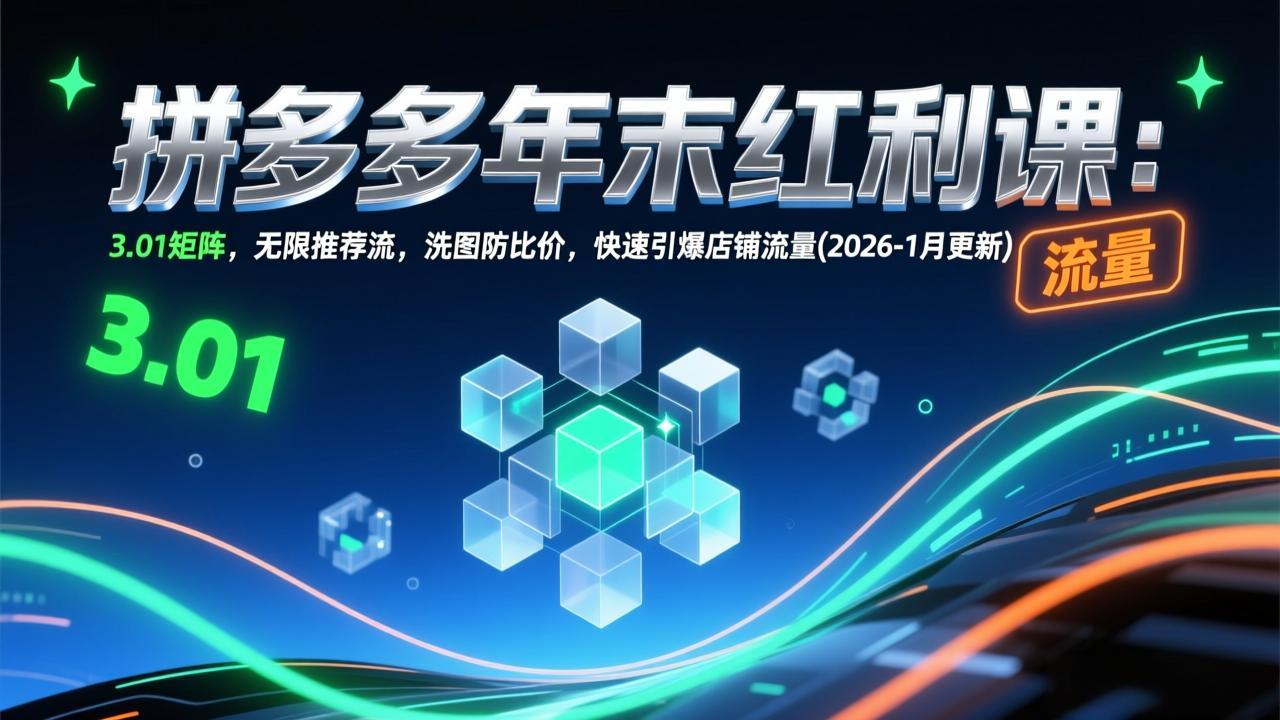 拼多多年末红利课：3.01矩阵，无限推荐流，洗图防比价，快速引爆店铺流量(2026-1月更新-卿云社