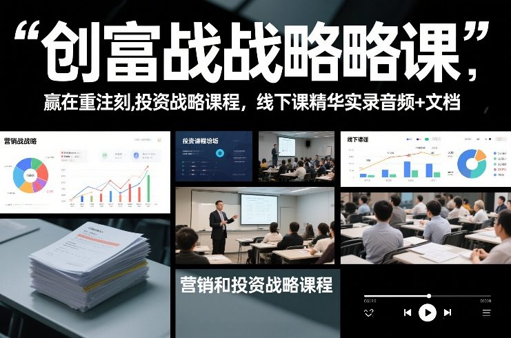 创富战略课，赢在重注时刻，营销和投资战略课程，线下课精华实录音频+文档-卿云社