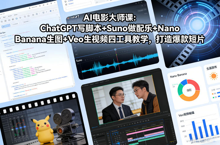 AI电影大师课：ChatGPT写脚本+Suno做配乐+Nano Banana生图+Veo生视频，打造爆款短片-卿云社