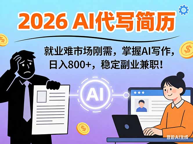 AI代写简历，超暴利，用万能模板月入1-3万实战教程，2026年市场刚需！-卿云社