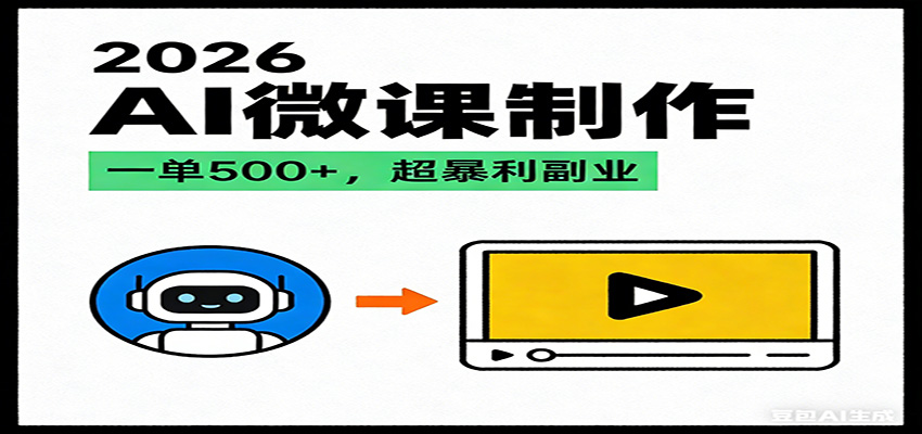 2026AI 风口最稳副业：微课代写制作，一单 500+，人人可做的蓝海项目-卿云社