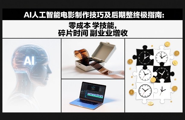 AI人工智能电影制作技巧及后期完整终极指南：零成本学技能，碎片时间副业增收-卿云社