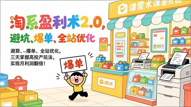 淘系盈利术2.0，避坑、爆单、全站优化，三天掌握高投产玩法，实现月利润翻倍！-卿云社
