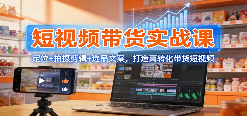 短视频带货实战课：定位+拍摄剪辑+选品文案，打造高转化带货短视频-卿云社