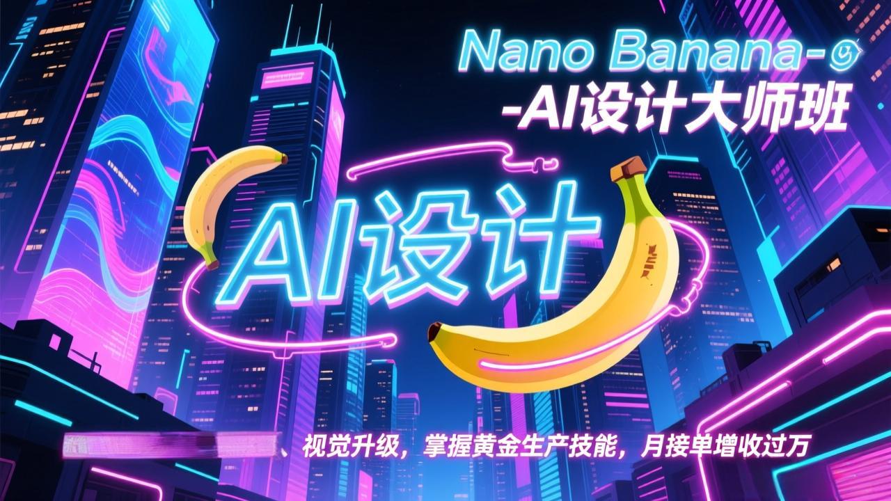 Nano Banana-AI设计大师班，修图合成、广告创作、视觉升级，掌握黄金生产技能，月接单增收过万-卿云社