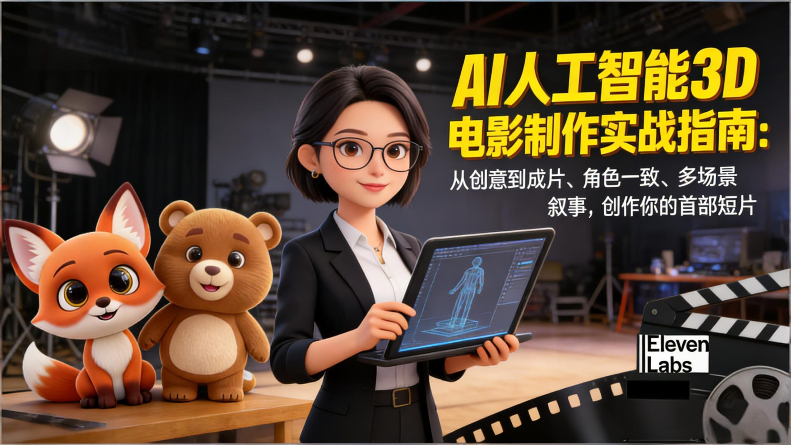 AI人工智能3D电影制作实战指南：从创意到成片、角色一致、多场景叙事，创作你的首部短片-卿云社