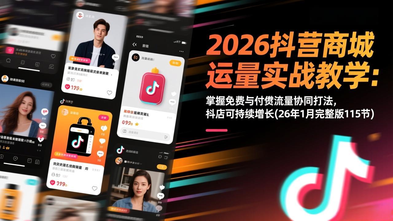 2026抖音商城运营实战教学：掌握免费与付费流量协同打法，抖店可持续增长(26年1月完整版115节-卿云社