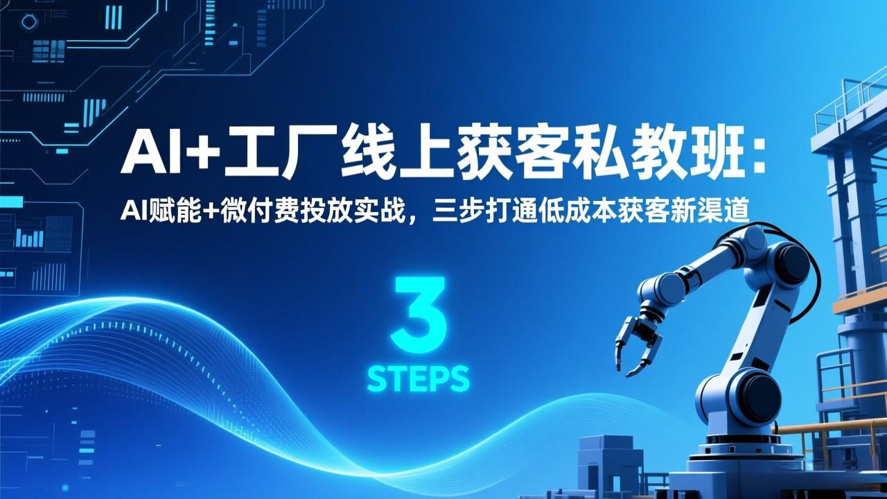 AI+工厂线上获客私教班：AI赋能+微付费投放实战，三步打通低成本获客新渠道-卿云社