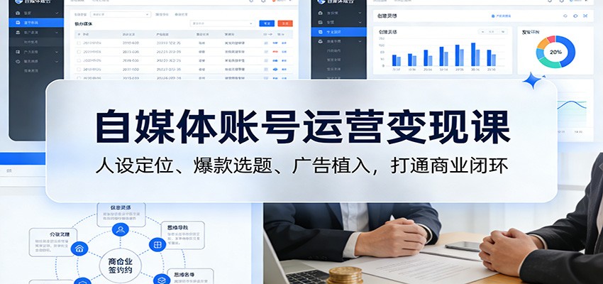 自媒体账号运营变现课：人设定位、爆款选题、广告植入，打通商业闭环-卿云社