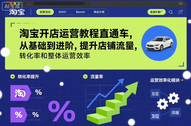 淘宝开店运营教程直通车，从基础到进阶，提升店铺流量，转化率和整体运营效率(更新26年1月)-卿云社