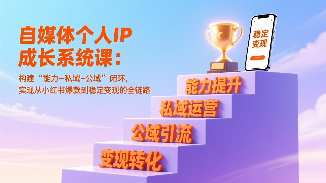 自媒体个人IP成长系统课：构建“能力-私域-公域”闭环，实现从小红书爆款到稳定变现的全链路-卿云社