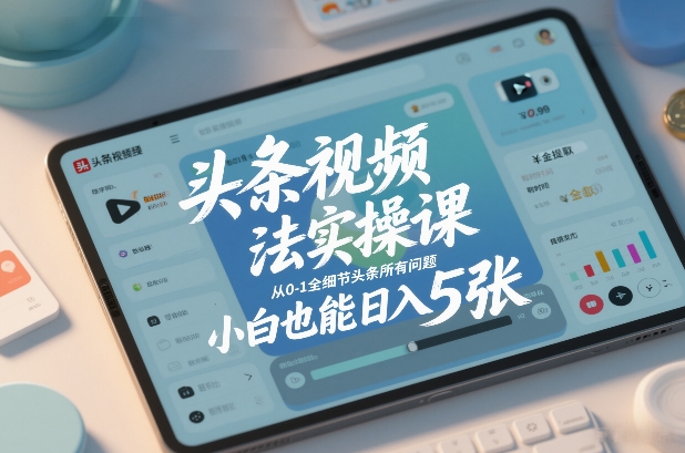 头条视频玩法实操课，从0-1全细节头条所有问题，小白也能日入5张-卿云社