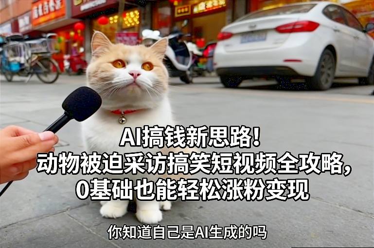 AI搞钱新思路！动物被迫采访搞笑短视频全攻略，0基础也能轻松涨粉变现-卿云社