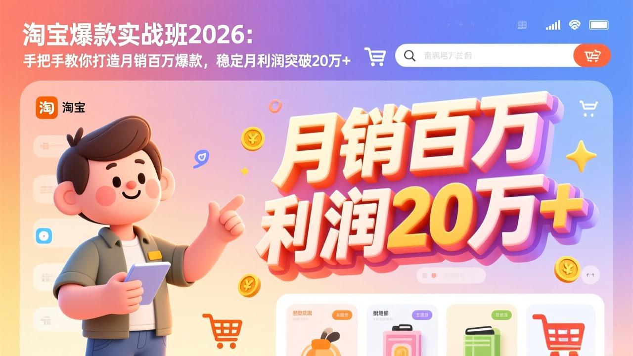 淘宝爆款实战班2026：手把手教你打造月销百万爆款，稳定月利润突破20万+-卿云社