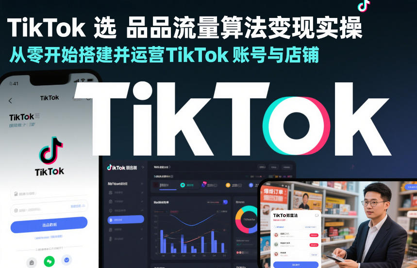 TikTok选品流量算法变现实操，从零开始搭建并运营TikTok账号与店铺-卿云社