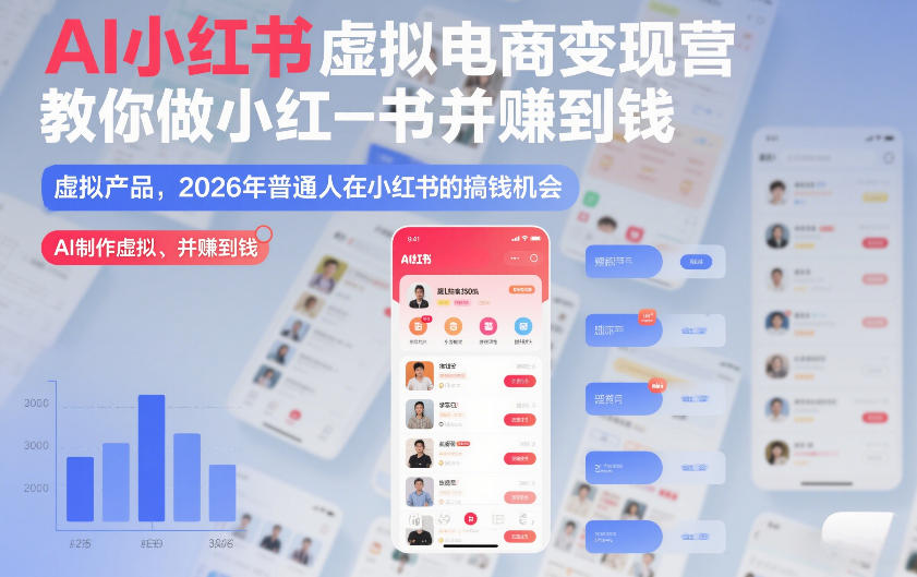 AI小红书虚拟电商变现营，教你做小红书并賺到钱，虚拟产品，2026年普通人在小红书的搞钱机会(更新中)-卿云社