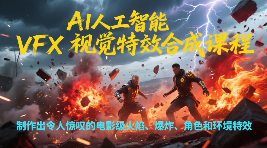 AI人工智能VFX视觉特效合成课程，制作出令人惊叹的电影级火焰、爆炸、角色和环境特效-卿云社
