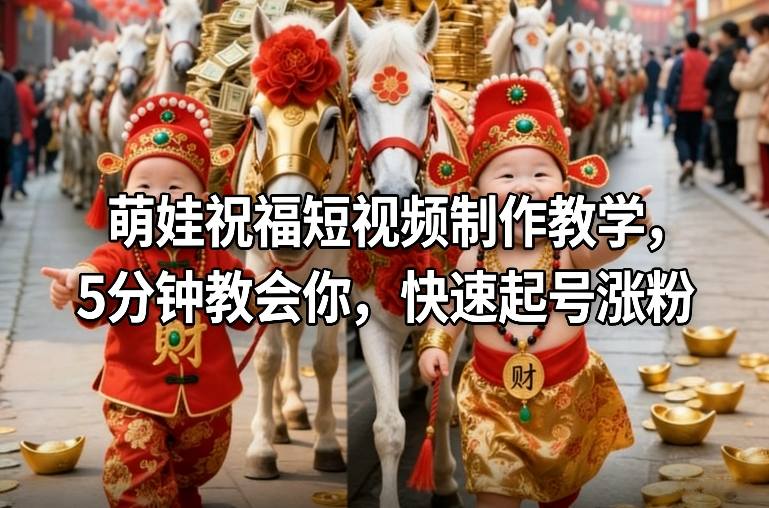 萌娃祝福短视频制作教学，5分钟教会你，快速起号涨粉-卿云社