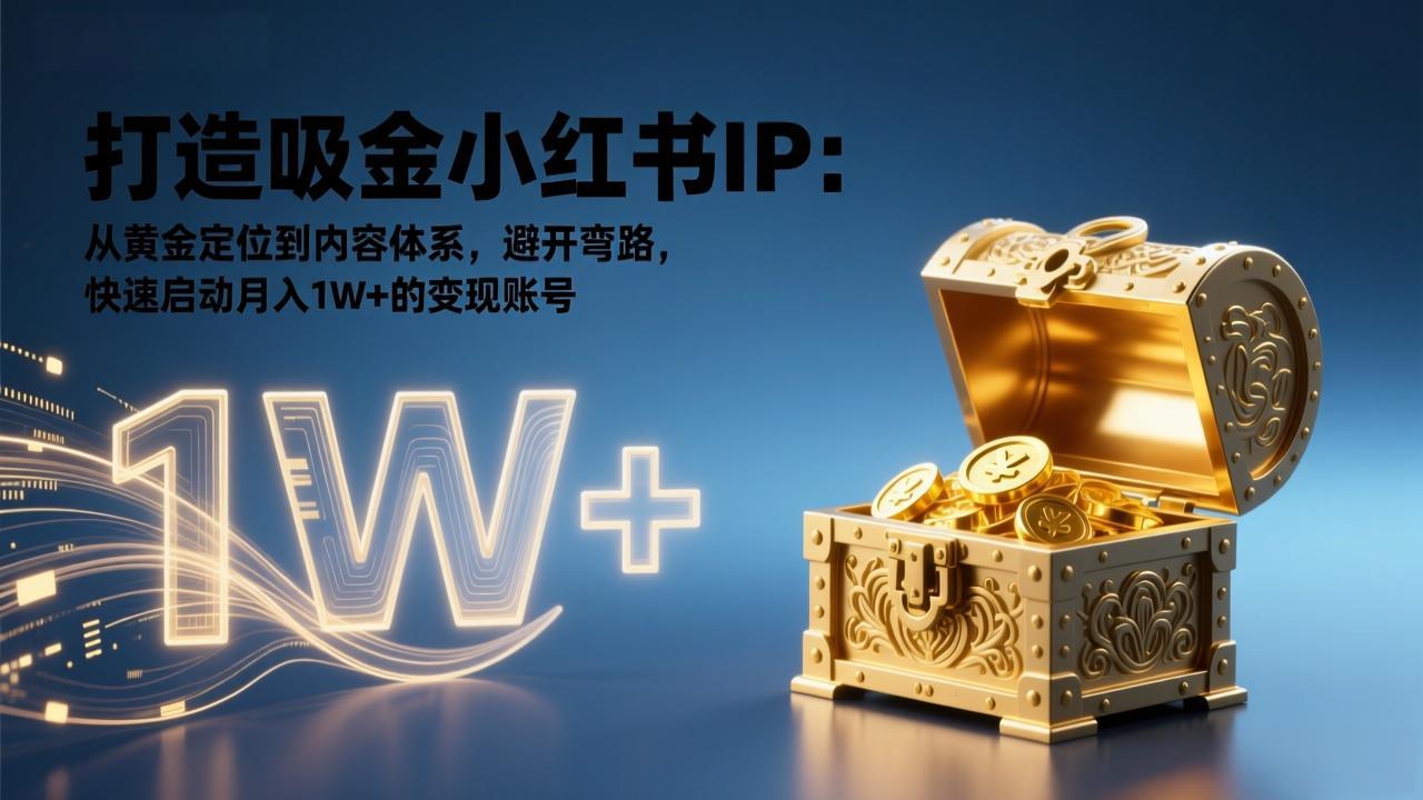 打造吸金小红书IP：从黄金定位到内容体系，避开弯路，快速启动月入1W+的变现账号-卿云社