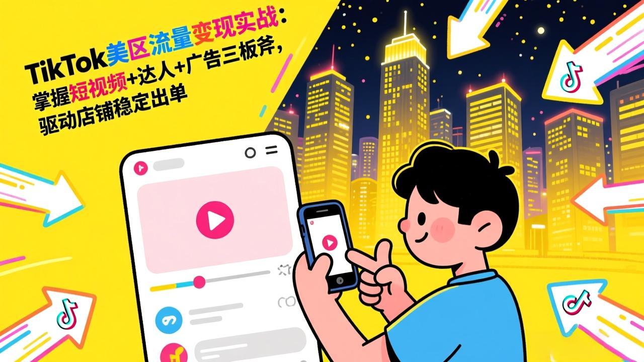 TikTok美区流量变现实战：掌握短视频+达人+广告三板斧，驱动店铺稳定出单-卿云社