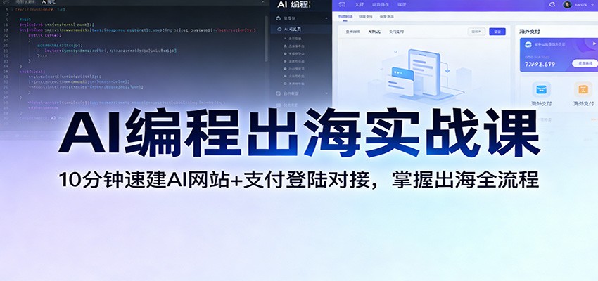 AI编程出海实战课：10分钟速建AI网站+支付登陆对接，掌握出海全流程-卿云社
