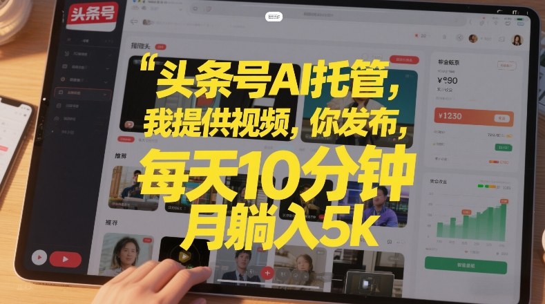 头条号AI托管，我提供视频，你发布，每天10分钟，月躺入5k+【揭秘】-卿云社