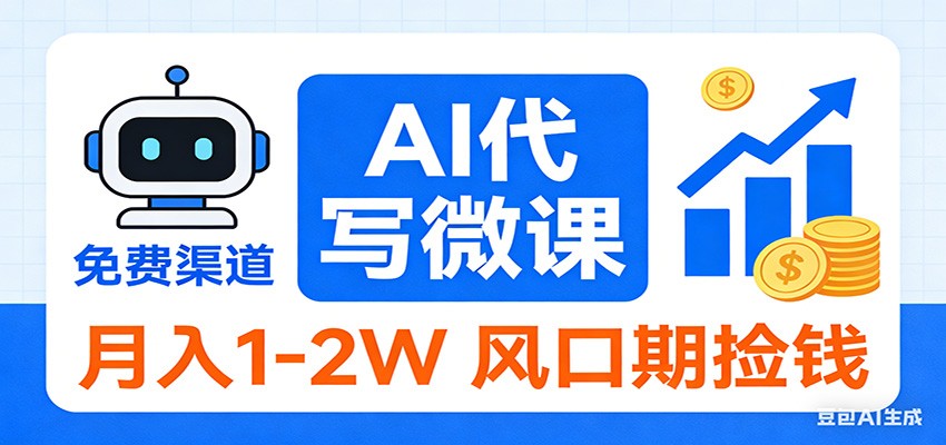 2026告别打工！AI 代写微课，提供免费渠道，月入 1-2W 风口期捡钱-卿云社