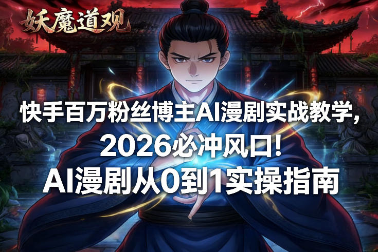 快手百万粉丝博主AI漫剧实战教学，2026必冲风口！AI漫剧从0到1实操指南-卿云社