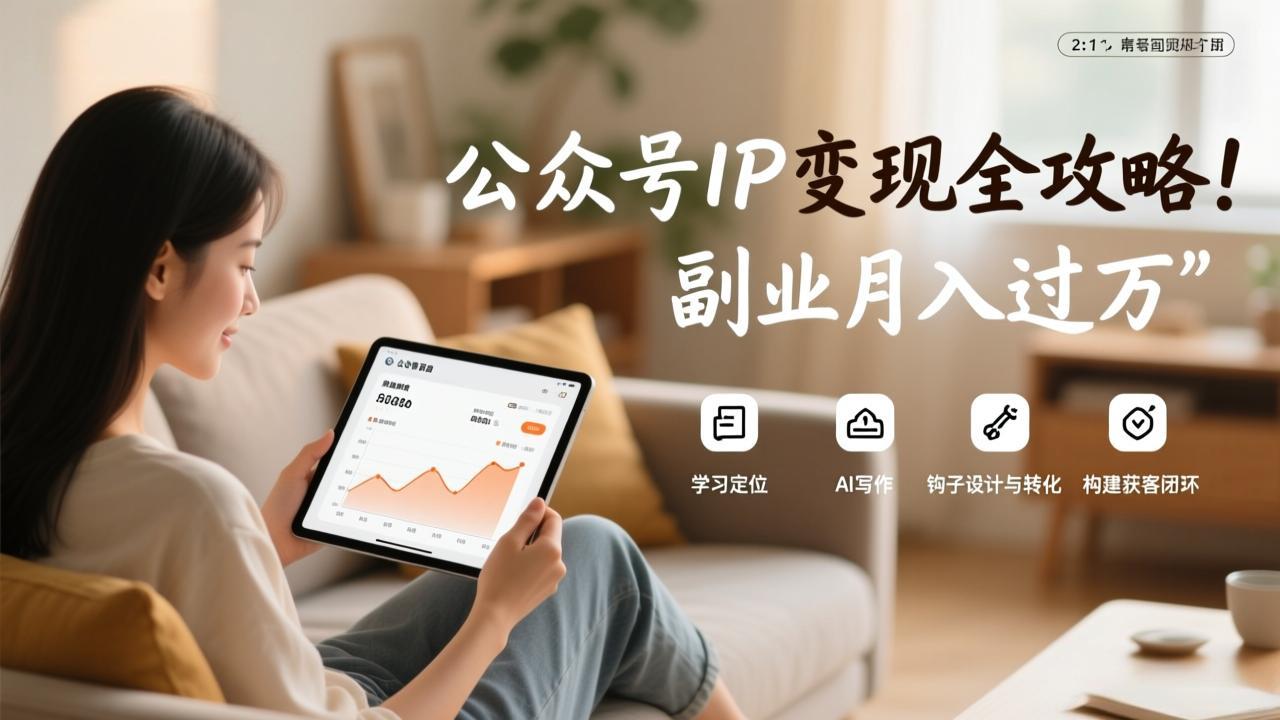 公众号IP变现全攻略，学习定位、AI写作、钩子设计与转化，构建获客闭环，副业月入过万-卿云社