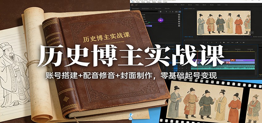 历史博主实战课：账号搭建+配音修音+封面制作，零基础起号变现-卿云社