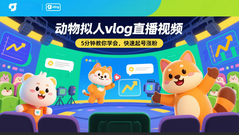 动物拟人vlog直播视频，5分钟教你学会，快速起号涨粉-卿云社