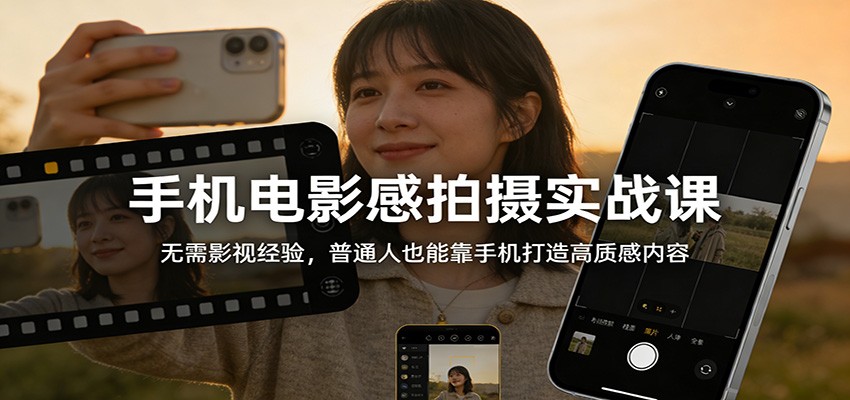 手机电影感拍摄实战课：无需影视经验，普通人也能靠手机打造高质感内容-卿云社