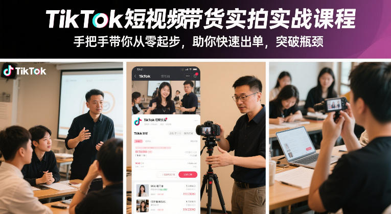 TikTok短视频带货实拍实战课程，手把手带你从零起步，助你快速出单，突破瓶颈-卿云社