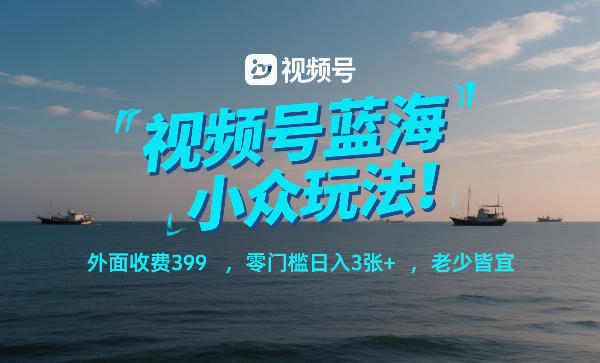 视频号蓝海小众玩法！外面收费399，零门槛日入3张+，老少皆宜-卿云社