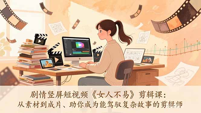 剧情竖屏短视频《女人不易》剪辑课：从素材到成片、助你成为能驾驭复杂故事的剪辑师-卿云社