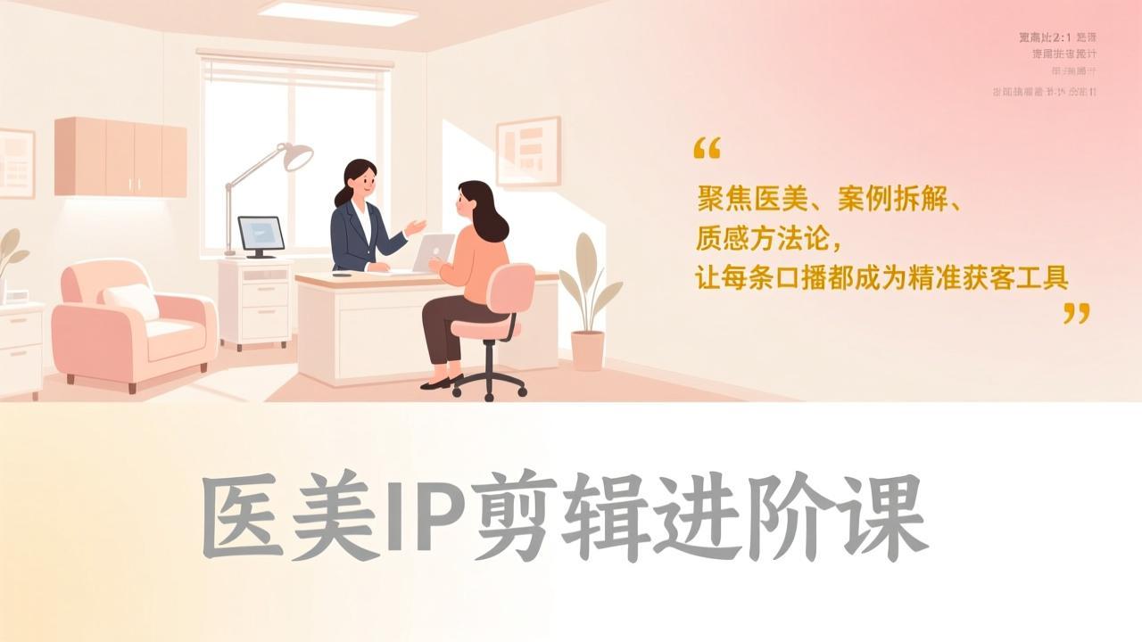 医美IP剪辑进阶课，聚焦医美、案例拆解、质感方法论，让每条口播都成为精准获客工具-卿云社