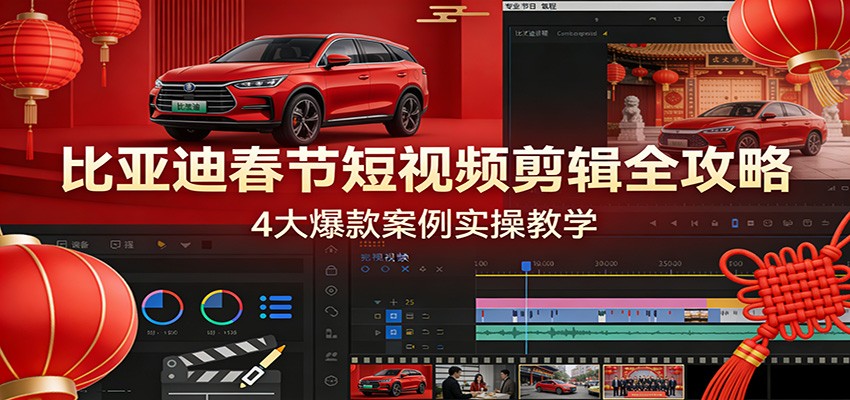 比亚迪春节短视频剪辑全攻略，4大爆款案例实操教学-卿云社