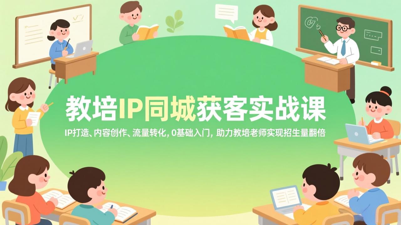 教培IP同城获客实战课，IP打造、内容创作、流量转化，0基础入门，助力教培老师实现招生量翻倍-卿云社
