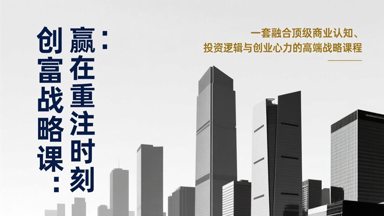《创富战略课：赢在重注时刻》一套融合顶级商业认知、投资逻辑与创业心力的高端战略课程-卿云社