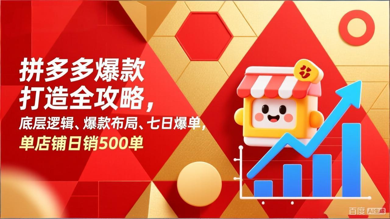 拼多多爆款打造全攻略，底层逻辑、爆款布局、七日爆单，单店铺日销500单-卿云社